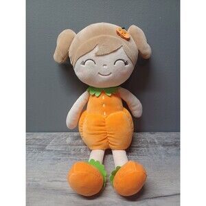 Gloveleya Pumpkin Baby Doll Plush Stuffed Animal 16" Halloween Orange Brown Hair